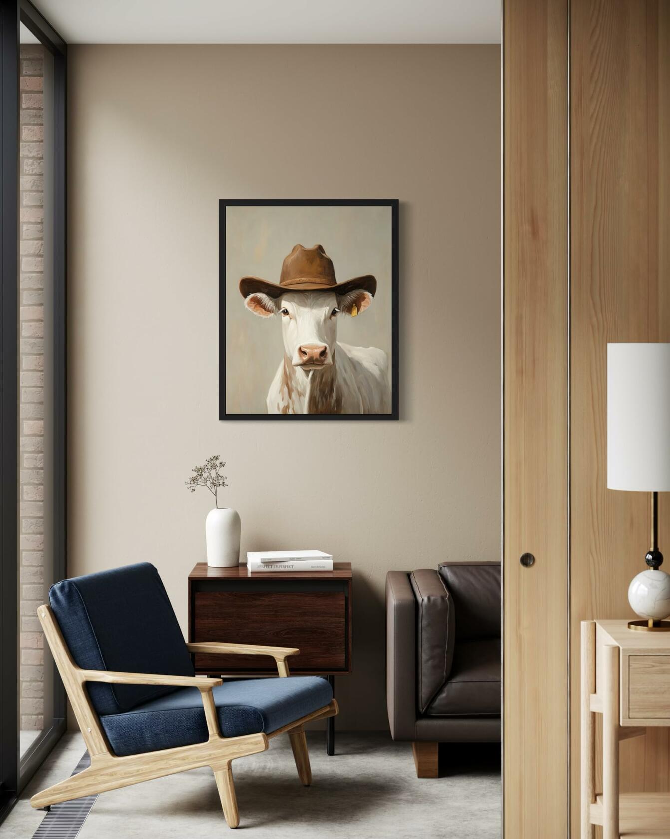 HomeArtPrint Silly Cow Cowboy Art Print Poster Western Farmhouse 8x10 Unframed