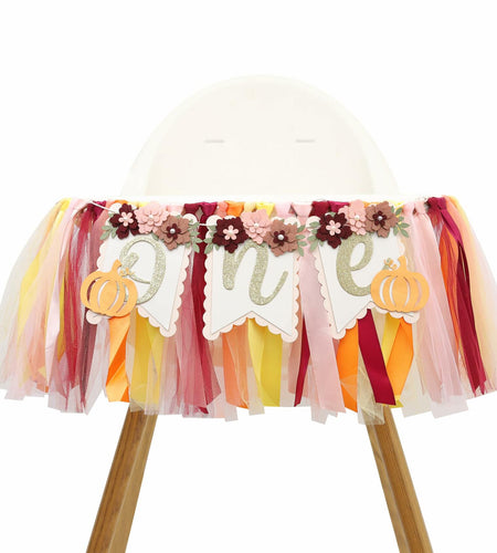 TUTOTU Our Little Pumpkin 1st One High Chair Banner Yellow Autumn Fall