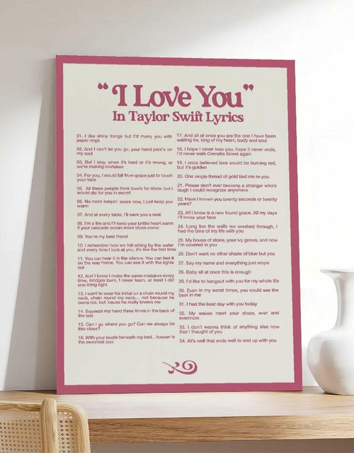 Load image into Gallery viewer, I LOVE YOU Lyrics Canvas Poster 12x18 Bedroom Wall Art Unframed Decor
