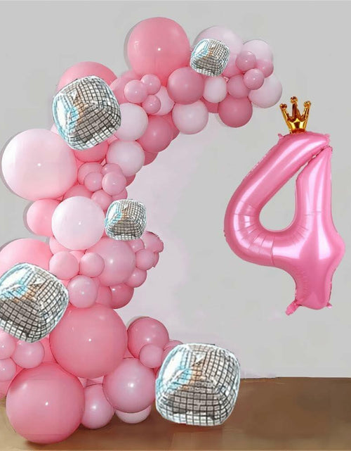 Load image into Gallery viewer, hzqruqh 40 Inch Crown Pink Number 4 Foil Mylar Balloon Baby Pink
