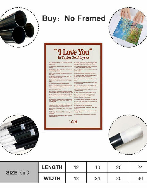 Load image into Gallery viewer, I LOVE YOU Taylor Swift Lyrics Poster Canvas Wall Art 12x18in 30x45cm
