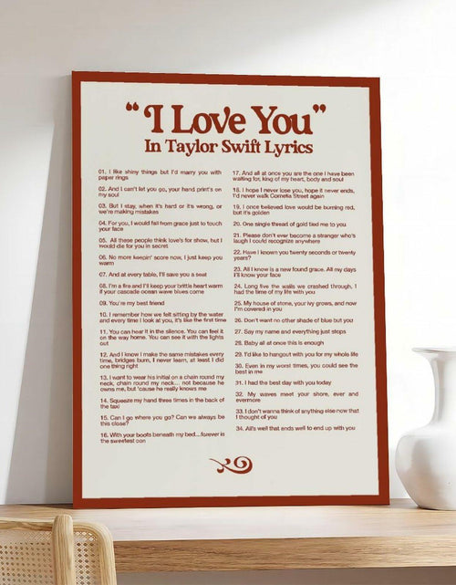 Load image into Gallery viewer, I LOVE YOU Taylor Swift Lyrics Poster Canvas Wall Art 12x18in 30x45cm
