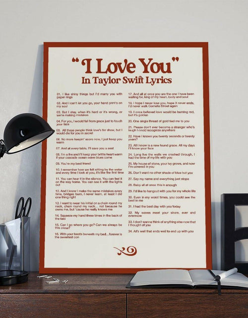 Load image into Gallery viewer, I LOVE YOU Taylor Swift Lyrics Poster Canvas Wall Art 12x18in 30x45cm
