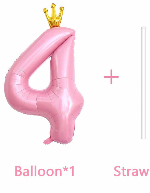 Load image into Gallery viewer, hzqruqh 40 Inch Crown Pink Number 4 Foil Mylar Balloon Baby Pink

