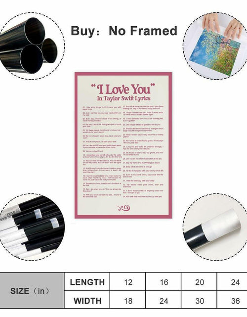 Load image into Gallery viewer, I LOVE YOU Lyrics Canvas Poster 12x18 Bedroom Wall Art Unframed Decor
