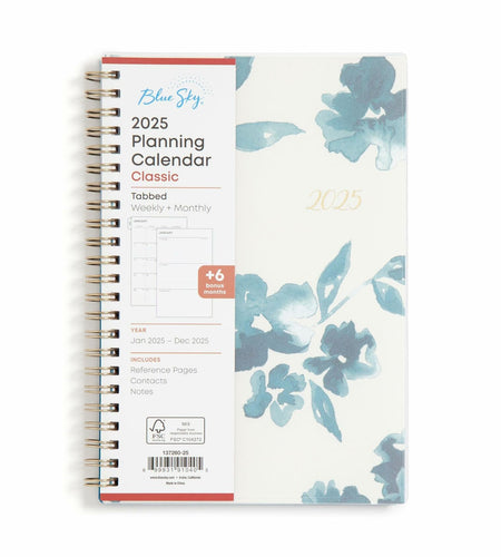 Blue Sky 2025 Weekly Monthly Planner 5x8 Wirebound Frosted Bakah Blue