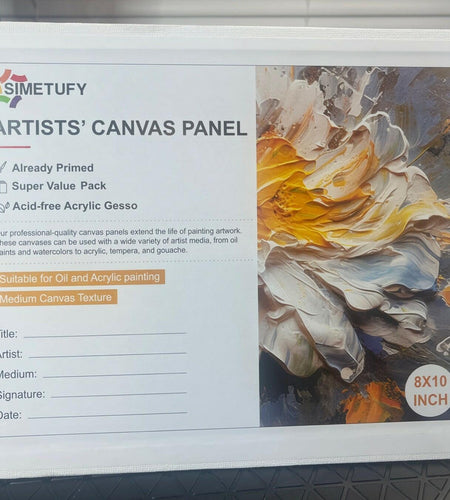 Simetufy Artists' Canvas Panel Oil Acrylic Painting 8x10in 12-Pack Primed Cotton