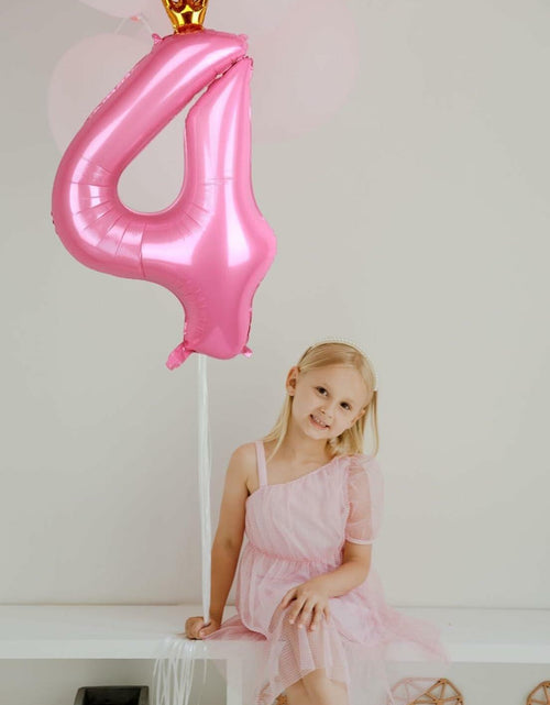 Load image into Gallery viewer, hzqruqh 40 Inch Crown Pink Number 4 Foil Mylar Balloon Baby Pink
