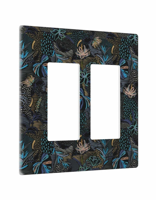 Load image into Gallery viewer, Thsanju Morris Tropical Leaf Double Rocker 2 Gang Switch Cover Dark Green Blue
