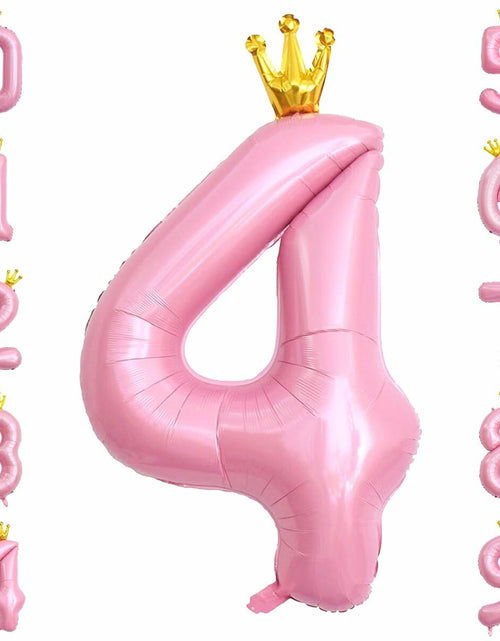 Load image into Gallery viewer, hzqruqh 40 Inch Crown Pink Number 4 Foil Mylar Balloon Baby Pink
