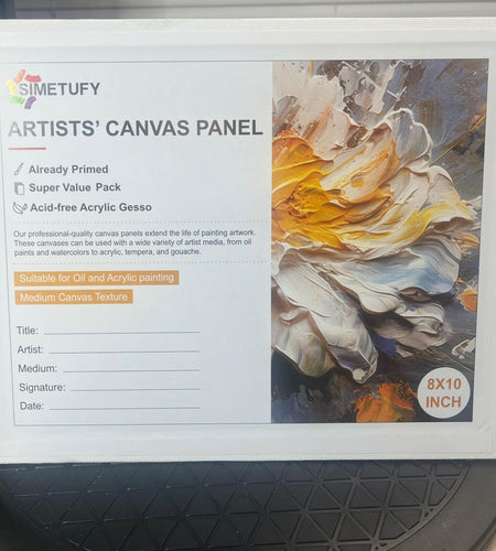 Simetufy Artists' Canvas Panel Oil Acrylic Painting 8x10in 12-Pack Primed Cotton