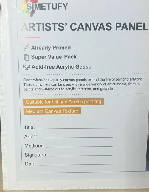 Load image into Gallery viewer, Simetufy Artists' Canvas Panel Oil Acrylic Painting 8x10in 12-Pack Primed Cotton
