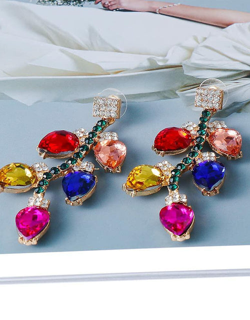 Load image into Gallery viewer, Dtja Crystal Xmas Leaf Dangle Earrings Women Colorful Cubic Zirconia Big Style
