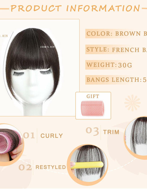 Load image into Gallery viewer, WZNBBOY Synthetic Clip in Bangs Hair Extensions Brown Black Wispy Fringe
