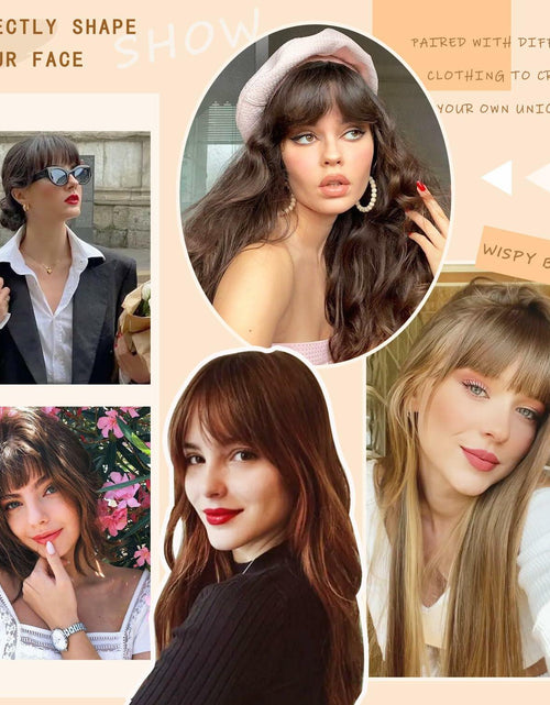 Load image into Gallery viewer, WZNBBOY Synthetic Clip in Bangs Hair Extensions Brown Black Wispy Fringe
