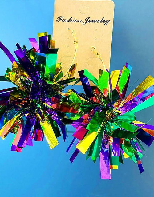 Load image into Gallery viewer, CHUU YUNG Colorful Mardi Gras Carnival Acrylic Tassel Dangle Earrings Style A
