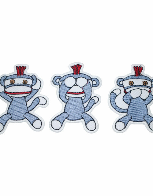 Load image into Gallery viewer, pipomama 3PCS Monkey Eye Mouth Ear Iron-On Embroidered Applique Patches
