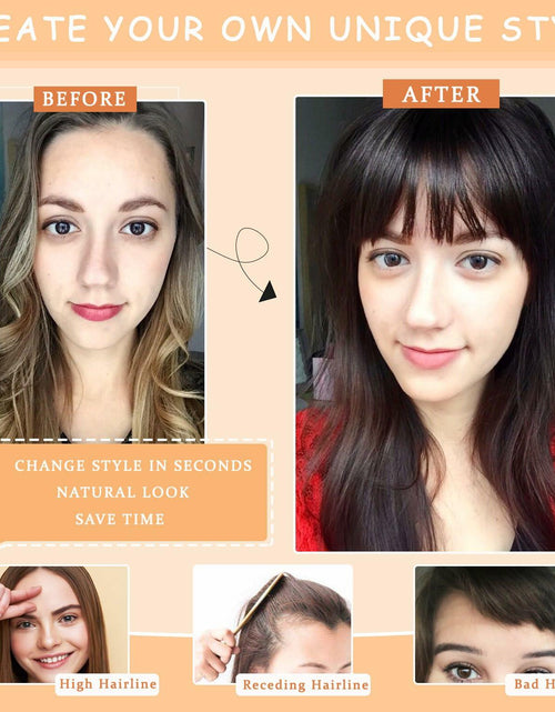 Load image into Gallery viewer, WZNBBOY Synthetic Clip in Bangs Hair Extensions Brown Black Wispy Fringe
