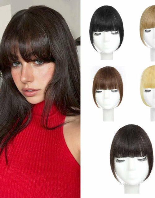 Load image into Gallery viewer, WZNBBOY Synthetic Clip in Bangs Hair Extensions Brown Black Wispy Fringe

