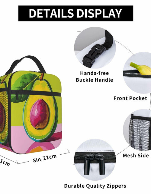 Load image into Gallery viewer, cromcu Avocado Insulated Lunch Box Pink Reusable Cooler 1.37L Polyester
