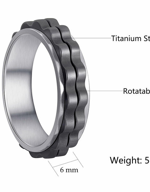 Load image into Gallery viewer, Udolfly Titanium Steel Womens Fidget Spinner Ring Silver Black Size 8
