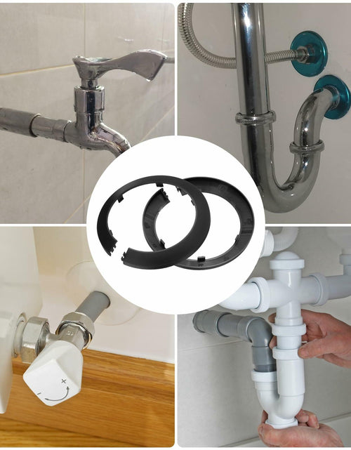 Load image into Gallery viewer, uxcell 5PCS Pipe Cover Decor 4.3in PP Plastic Flange Escutcheon Black
