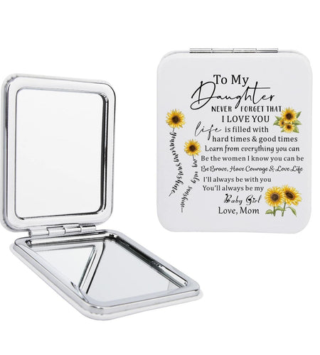 Gtizry To My Daughter PU Leather Compact Makeup Mirror Double-Sided Jz Color