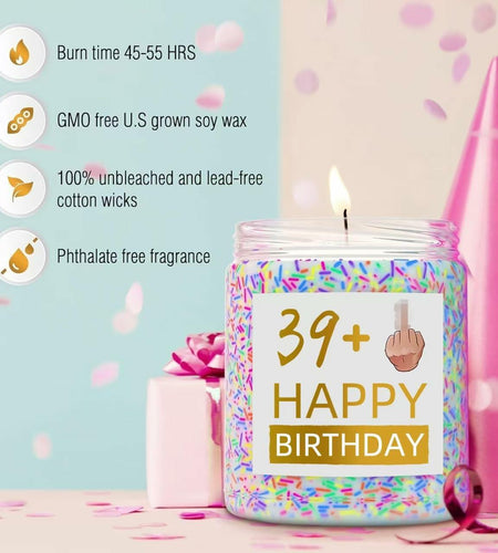 XIZIDA Funny 40th Birthday Candle Lavender Scented Soy Wax 9oz Glass Gift