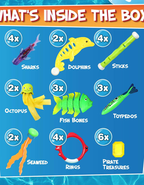 Load image into Gallery viewer, [Like New] Chuchik 30 Pcs Multicolor Diving Toys for Kids Ages 4-12 with Storage Bag
