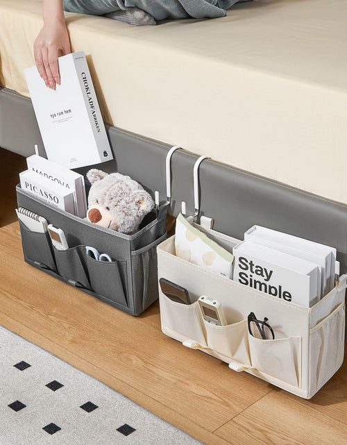 Load image into Gallery viewer, Berdeng Bedside Organizer Caddy 3 Pockets Mesh Side Pocket Gray 2 Pack
