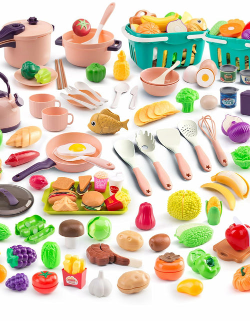 Load image into Gallery viewer, Bruvoalon 200Pcs Mini Play Kitchen Accessories Set Pink ABS Cookware Tableware
