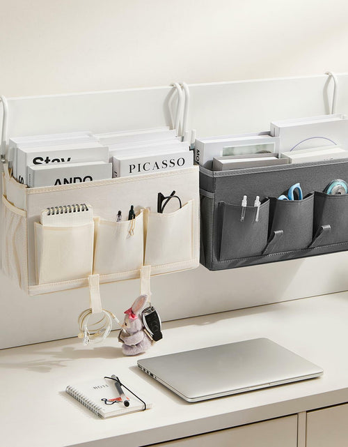 Load image into Gallery viewer, Berdeng Bedside Organizer Caddy 3 Pockets Mesh Side Pocket Gray 2 Pack
