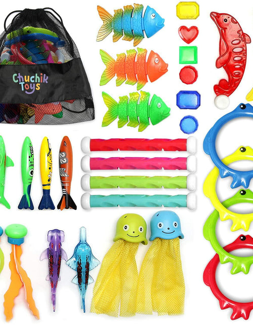 Load image into Gallery viewer, [Like New] Chuchik 30 Pcs Multicolor Diving Toys for Kids Ages 4-12 with Storage Bag

