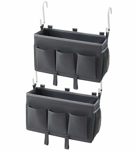 Berdeng Bedside Organizer Caddy 3 Pockets Mesh Side Pocket Gray 2 Pack