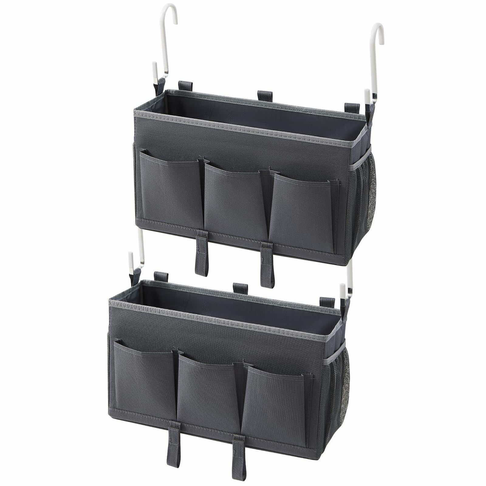 Berdeng Bedside Organizer Caddy 3 Pockets Mesh Side Pocket Gray 2 Pack
