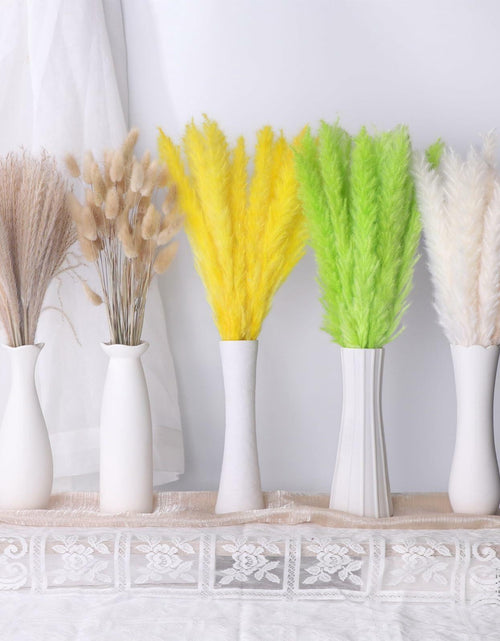 Load image into Gallery viewer, CeiooCei Colorful Pampas Grass Decor 17" White Yellow Light Green Dried
