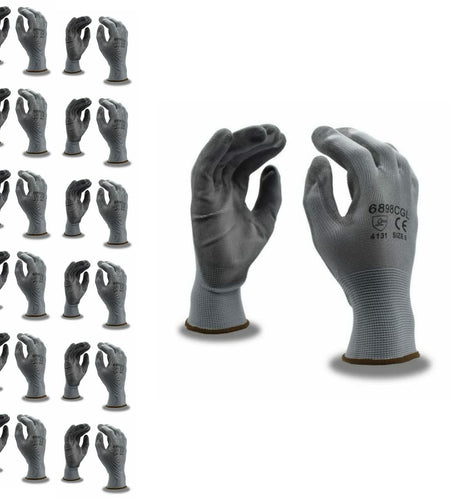 Cordova 6898CGXL Standard Gloves 13-Gauge Gray Polyester Palm Coating 12-Pack XL