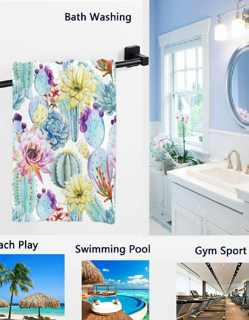 Load image into Gallery viewer, Naanle Tropical Blooming Cactus Guest Hand Towels Leaves Pattern 16x30 Inch

