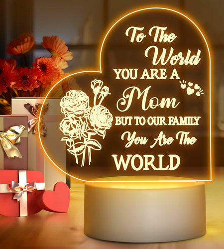 Winzwon Personalized Acrylic Night Light for Mom White Room Decor