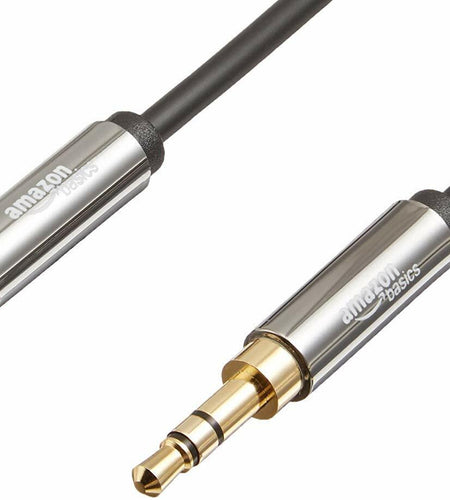 [Like New] Amazon Basics 3.5mm Auxiliary Audio Cable Gold-Plated Plugs 8ft Black