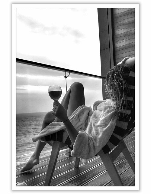 Load image into Gallery viewer, Retro Black &amp; White Woman Wall Art Miami Beach Aesthetic Canvas Print 8x10
