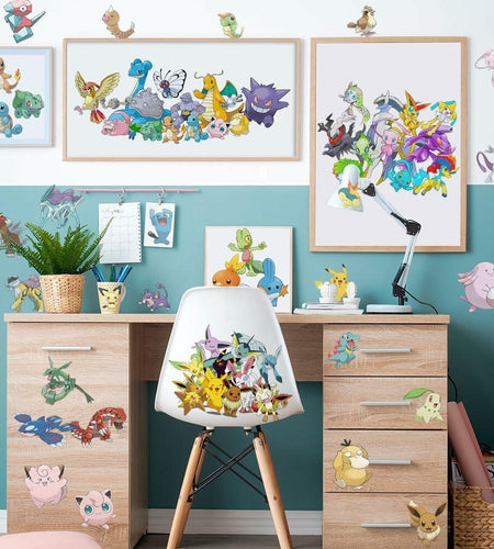 YANEALE Anime Wall Decals 36 Pcs Large Waterproof Removable Cartoon B Stickers