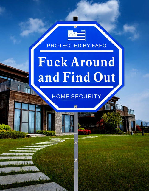Load image into Gallery viewer, Shawgge FAFO Security Yard Sign with Stake Blue Metal Property Decor
