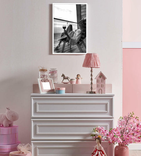 Retro Black & White Woman Wall Art Miami Beach Aesthetic Canvas Print 8x10