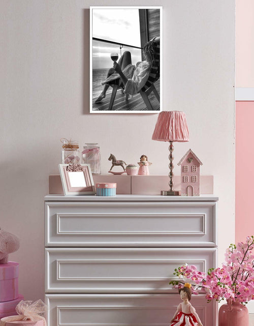 Load image into Gallery viewer, Retro Black &amp; White Woman Wall Art Miami Beach Aesthetic Canvas Print 8x10
