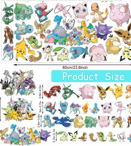 YANEALE Anime Wall Decals 36 Pcs Large Waterproof Removable Cartoon B Stickers