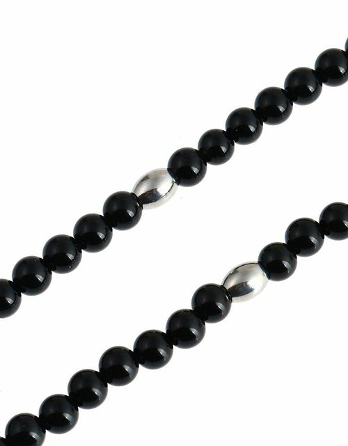 Load image into Gallery viewer, BLEUM CADE Black Agate Stone Necklace Double Pentagram Pendant
