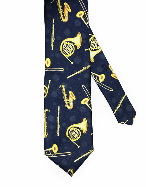 Load image into Gallery viewer, Yrassio Musical Instruments Tie Trumpet Saxophone Novelty Skinny Necktie
