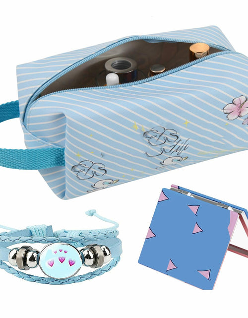 Load image into Gallery viewer, LOYEJEGL Foldable Travel Cosmetic Makeup Bag Blue PU
