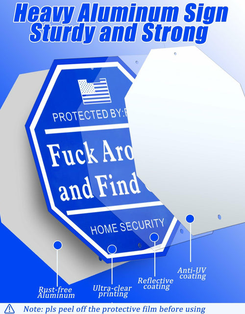 Load image into Gallery viewer, Shawgge FAFO Security Yard Sign with Stake Blue Metal Property Decor
